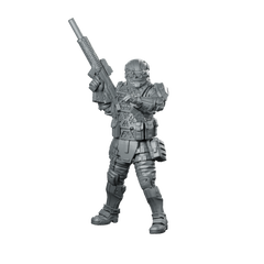 Frostbyte Cyberpunk Miniature Tactical Soldier Rifle Trooper Miniature 360 Spin 01