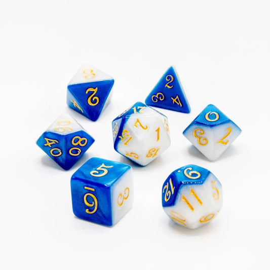 Frosted Azure | Acrylic Dice | 7 Piece Set - Tabletop Dominion - We Print Miniatures