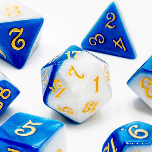Frosted Azure | Acrylic Dice | 7 Piece Set - Tabletop Dominion - We Print Miniatures