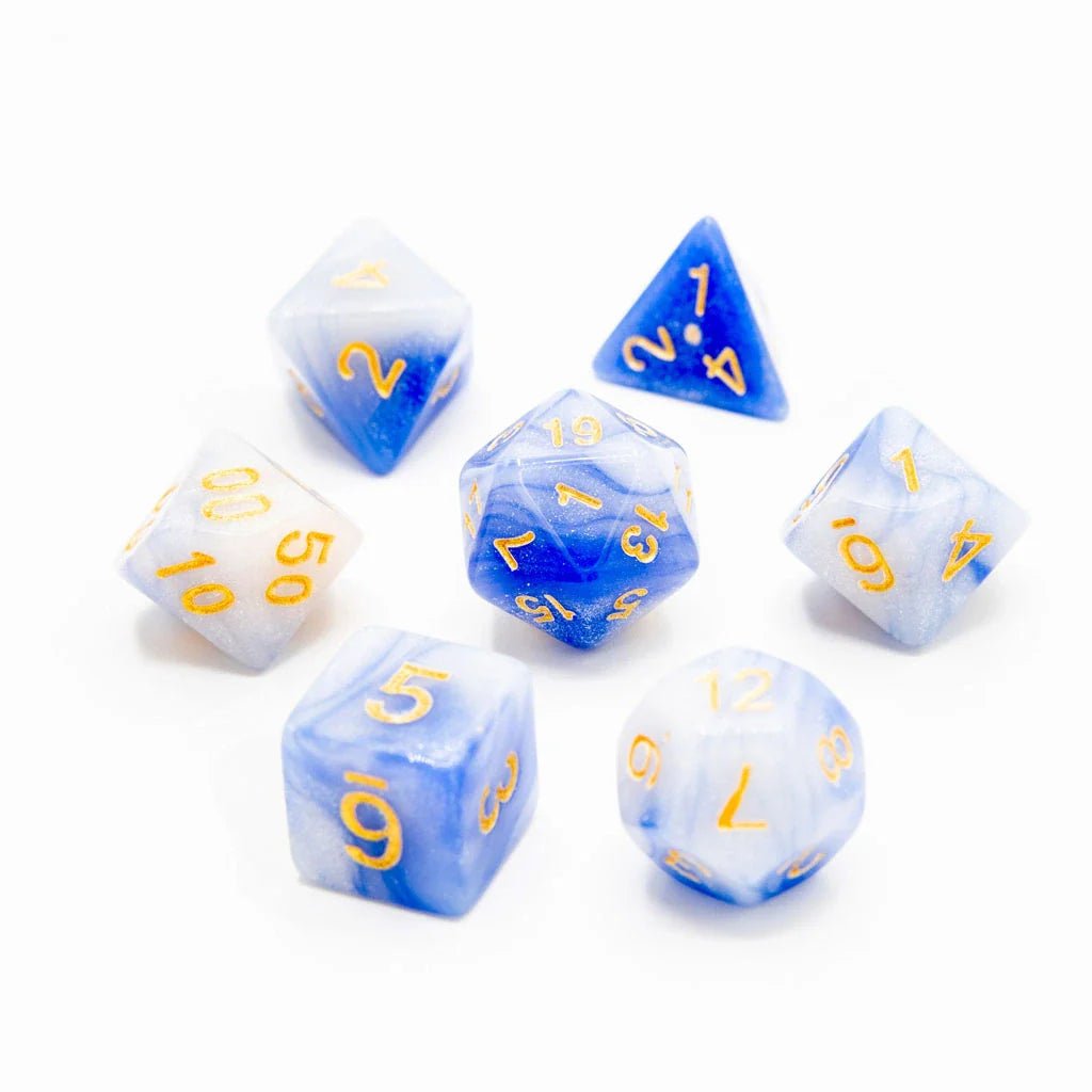 Frosted Sky | Acrylic Dice | 7 Piece Set - Tabletop Dominion - We Print Miniatures