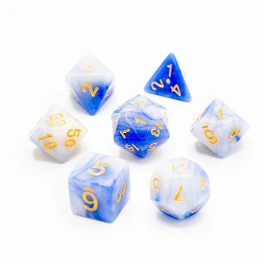 Frosted Sky | Acrylic Dice | 7 Piece Set - Tabletop Dominion - We Print Miniatures