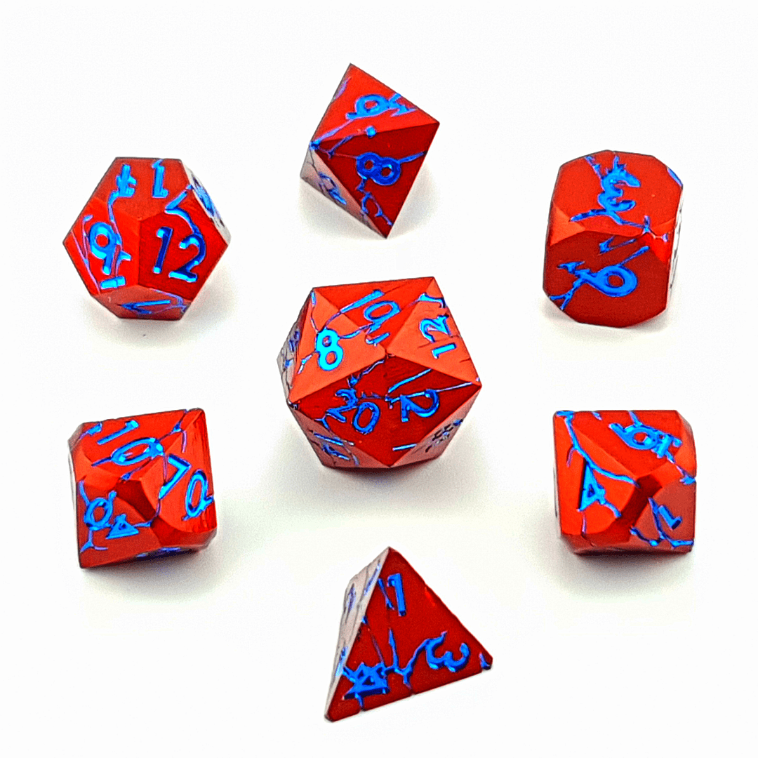 Frostfire Scar | Solid Metal Dice | 7 Piece Set - Tabletop Dominion - We Print Miniatures