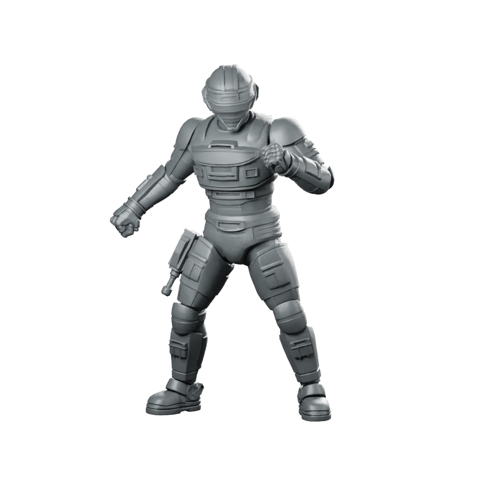 Galactic Space Sheriff Miniature Armored Sci-Fi Lawman Miniature 360 Spin 01