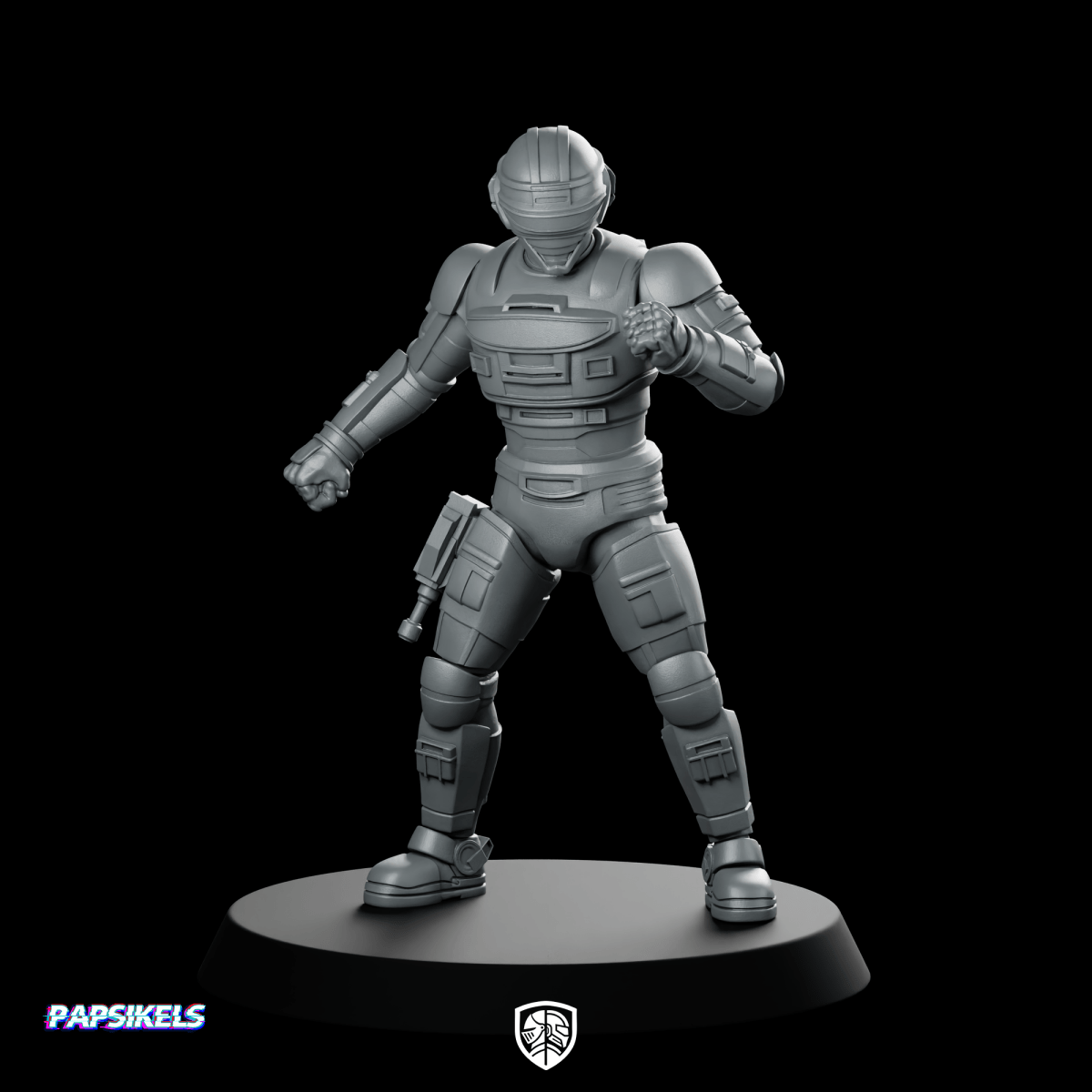 Galactic Space Sheriff Miniature Armored Sci - Fi Lawman - Papsikels Miniatures - We Print Miniatures