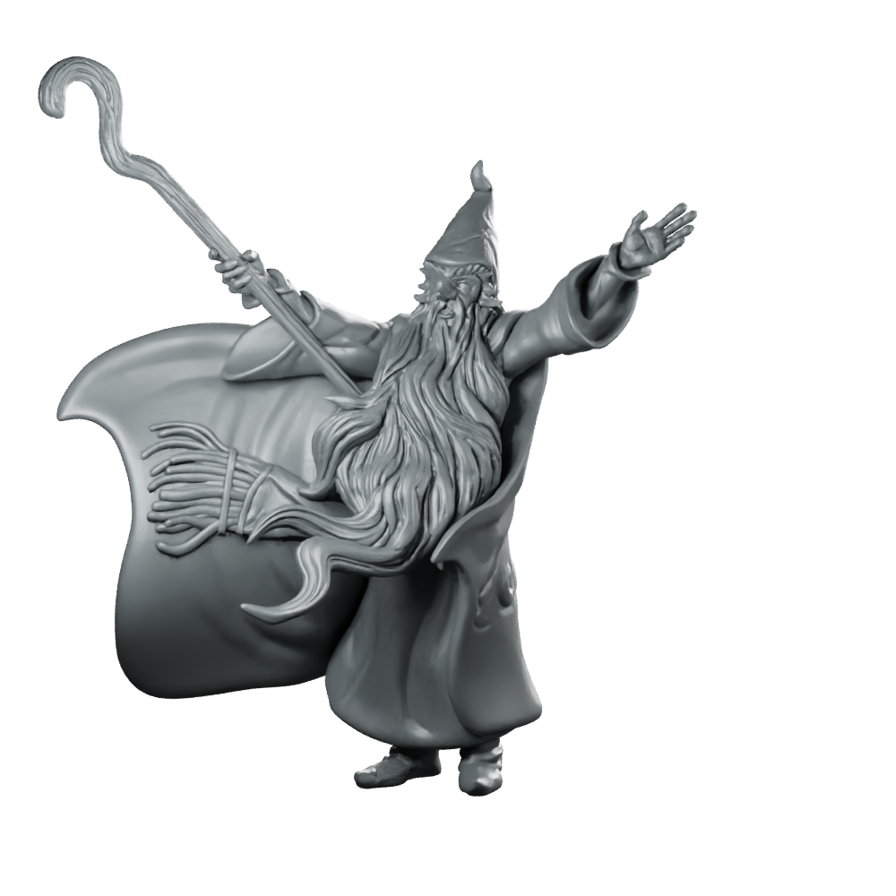 Gandalf LOTR Miniature Wizard Staff Spellcaster Hero Miniature 360 Spin 01