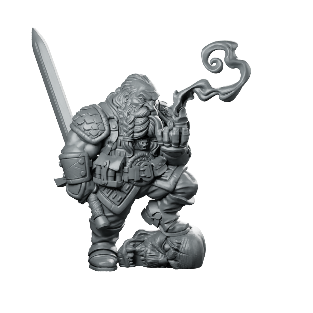 Dwarf Garaldir Pipe Miniature Dark Fantasy Hero Miniature 360 Spin 01