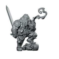 Dwarf Garaldir Pipe Miniature Dark Fantasy Hero Miniature 360 Spin 01