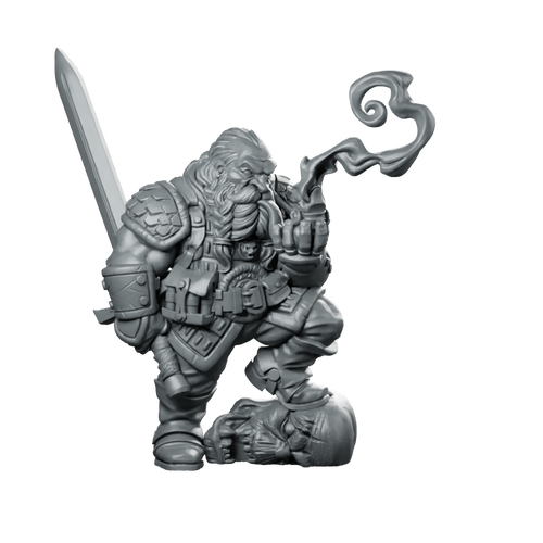Dwarf Garaldir Pipe Miniature Dark Fantasy Hero Miniature 360 Spin 01