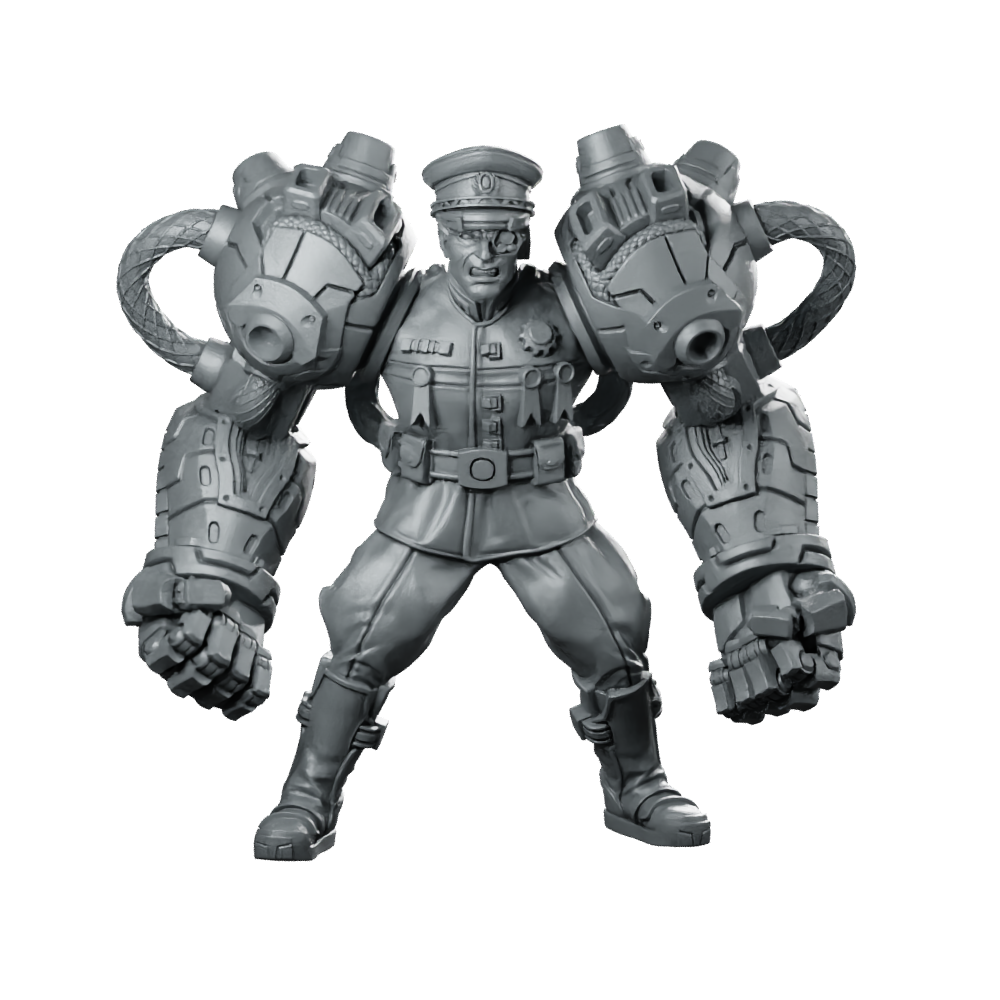 General Nikolosky Ivanov Miniature Cyberpunk Exo-Suit Commander Miniature 360 Spin 01