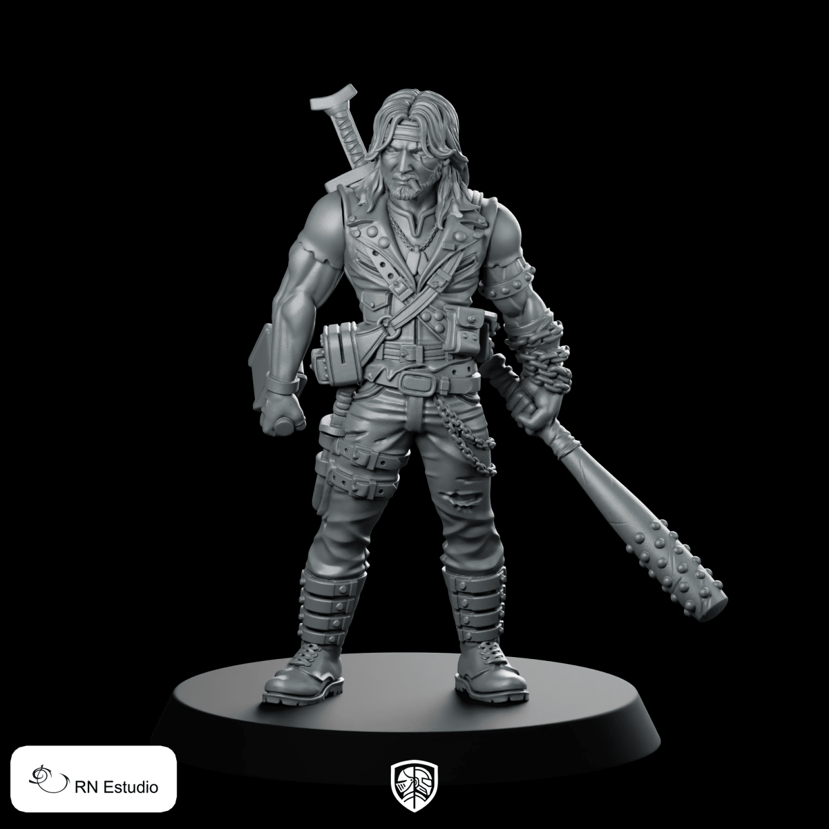 Gerardo Thug Walking Dead Miniature Wasteland Bounty Hunter - RN Estudio - We Print Miniatures