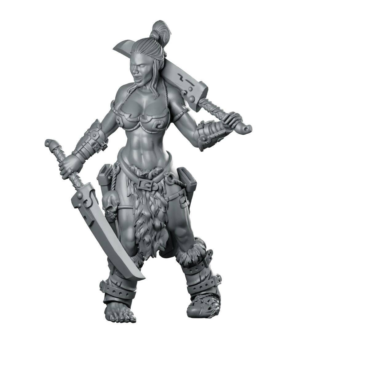 Giant Amazon 2 Miniature Barbarian Warrior Miniature 360 Spin 01