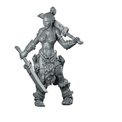 Giant Amazon 2 Miniature Barbarian Warrior Miniature 360 Spin 01