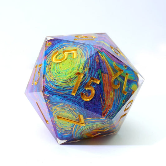 Gilded Cosmos | 33mm D20 | Oversized Art Core Dice - Tabletop Dominion - We Print Miniatures