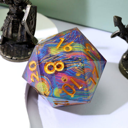 Gilded Cosmos | 33mm D20 | Oversized Art Core Dice - Tabletop Dominion - We Print Miniatures