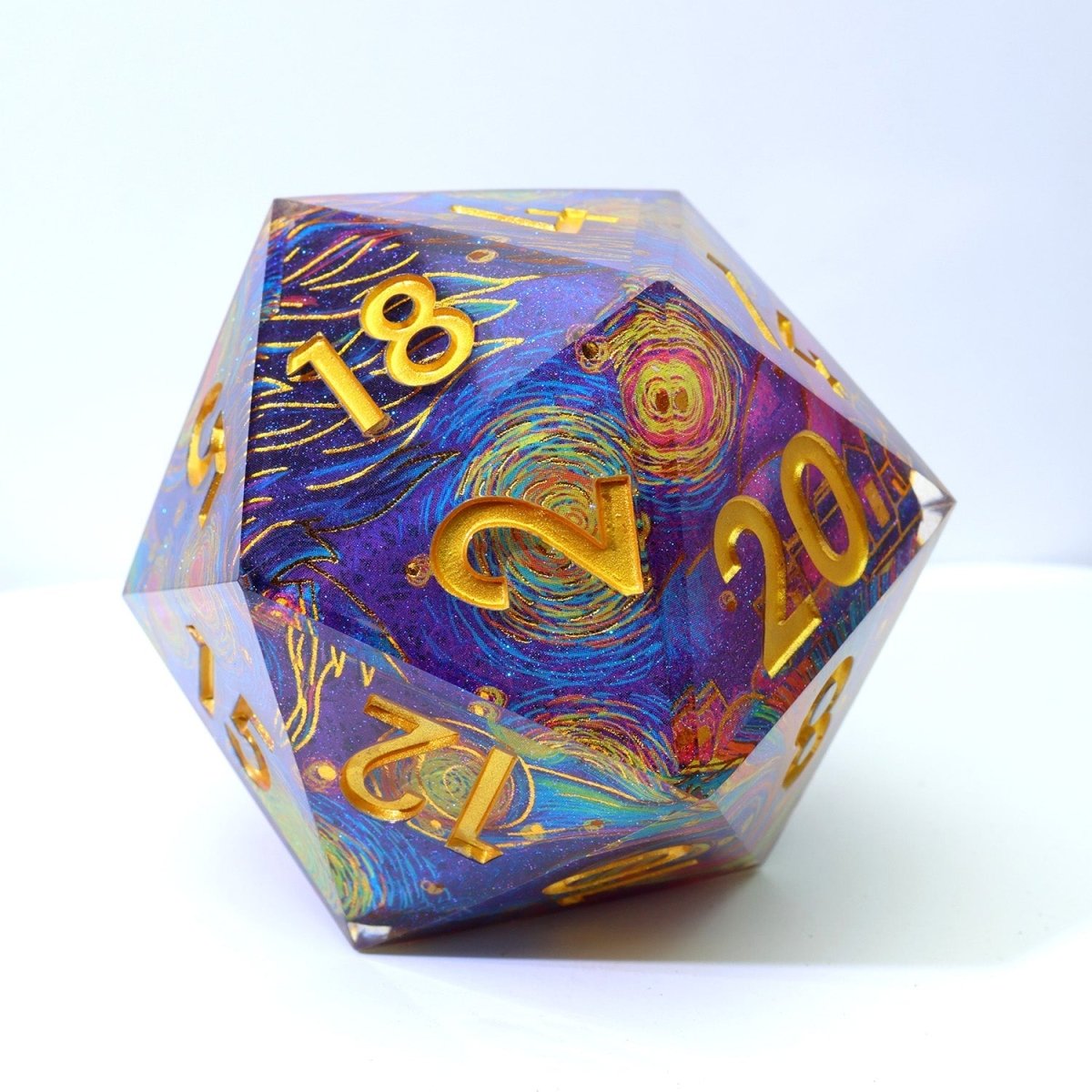 Gilded Cosmos | 50mm D20 | Oversized Art Core Dice - Tabletop Dominion - We Print Miniatures