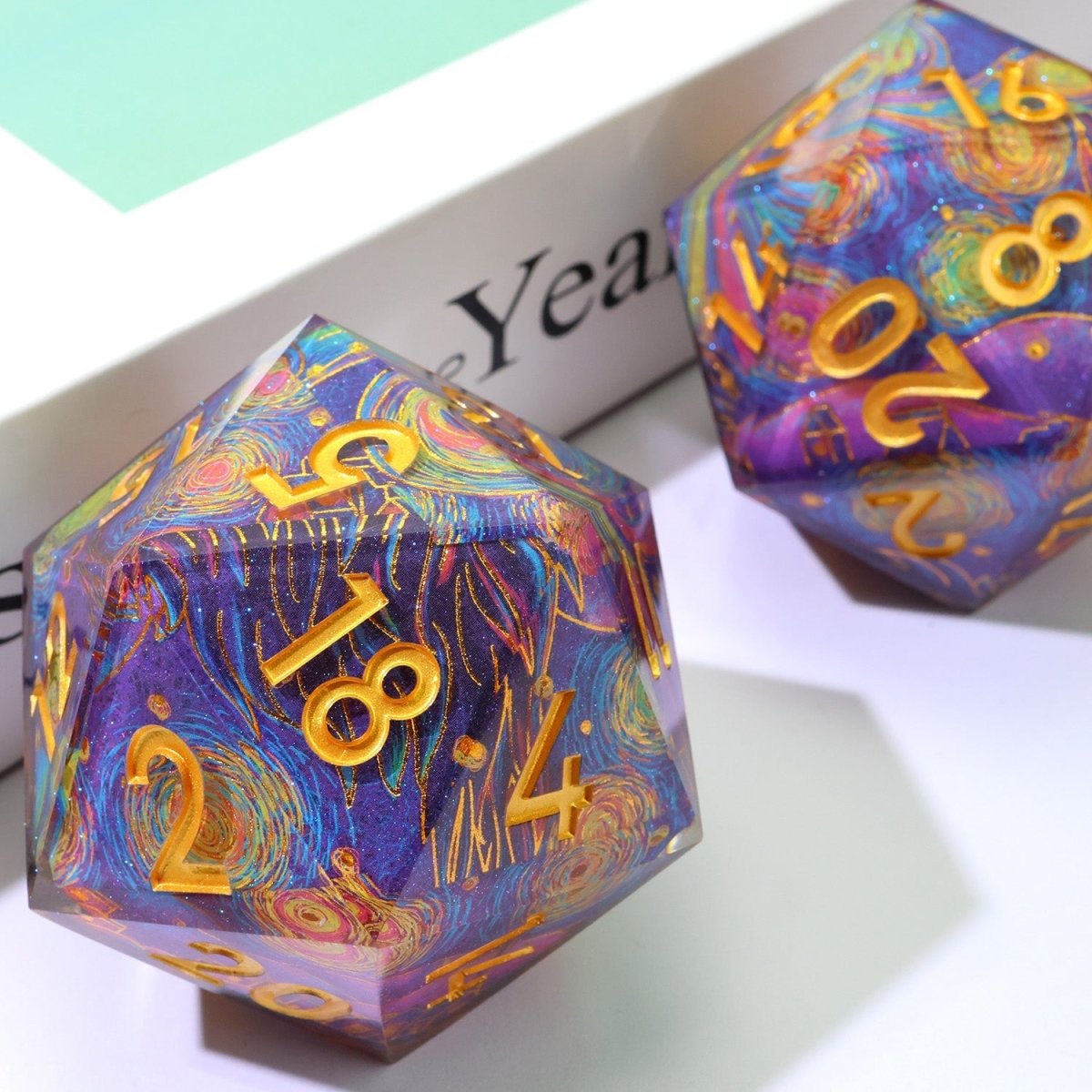 Gilded Cosmos | 50mm D20 | Oversized Art Core Dice - Tabletop Dominion - We Print Miniatures