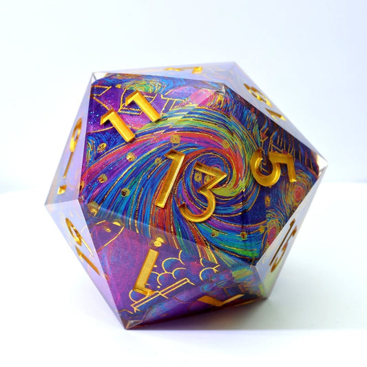 Gilded Cosmos | 50mm D20 | Oversized Art Core Dice - Tabletop Dominion - We Print Miniatures