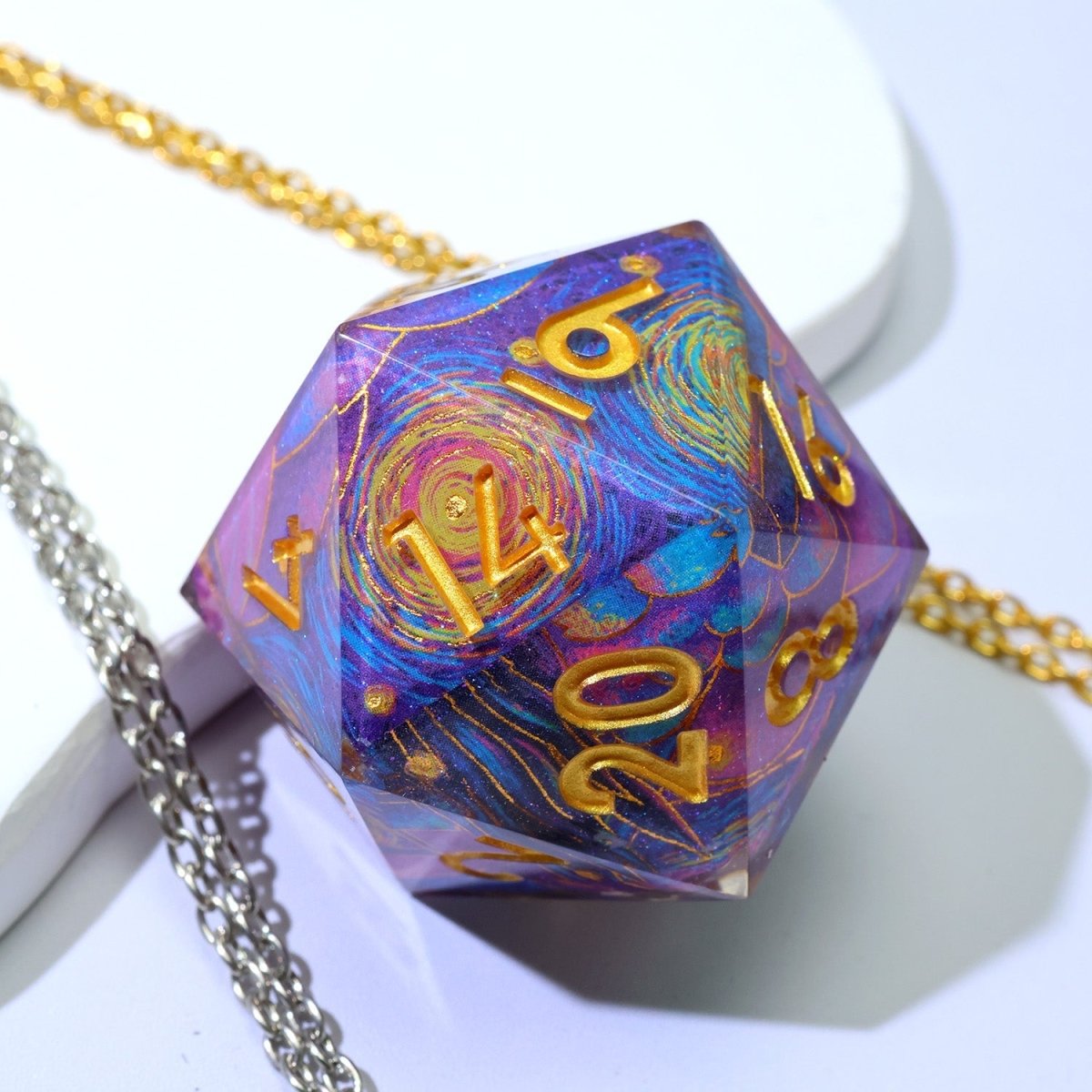 Gilded Cosmos | 50mm D20 | Oversized Art Core Dice - Tabletop Dominion - We Print Miniatures
