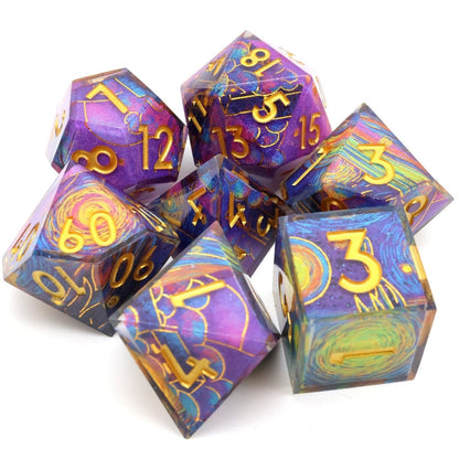 Gilded Cosmos | Art Core Dice | 7 Piece Set - Tabletop Dominion - We Print Miniatures