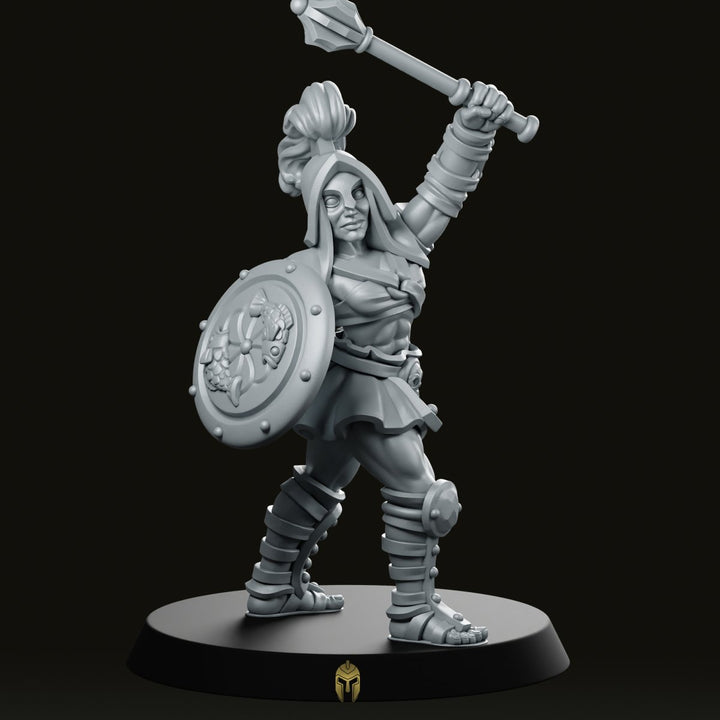 Gladiator Female Fantasy Miniature Shield Mace Warrior