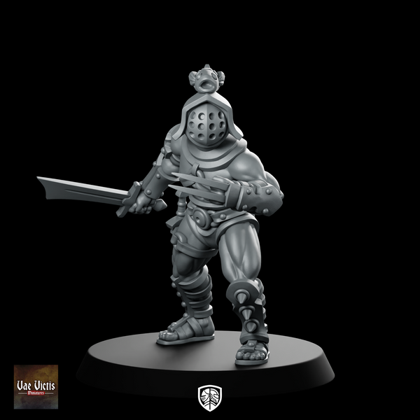 Gladiator Male Fantasy Miniature Armored Arena Warrior