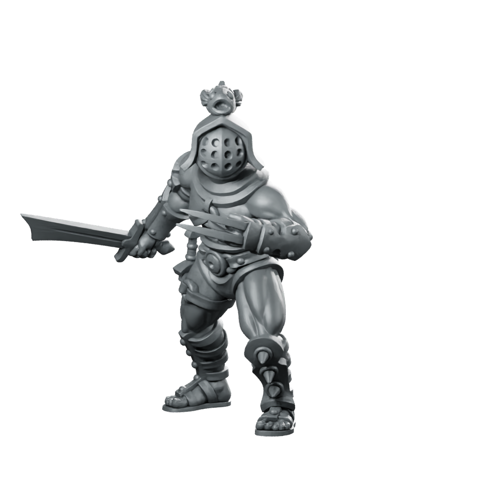 Gladiator Male Fantasy Miniature Armored Arena Warrior Miniature 360 Spin 01