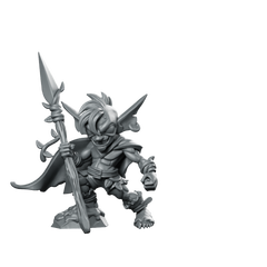 Goblin Guard 1 Fantasy Miniature Spear Cloaked Scout Miniature 360 Spin 01