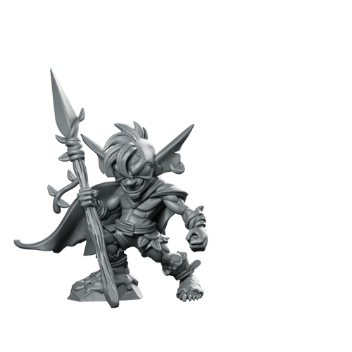 Goblin Guard 1 Fantasy Miniature Spear Cloaked Scout Miniature 360 Spin 01