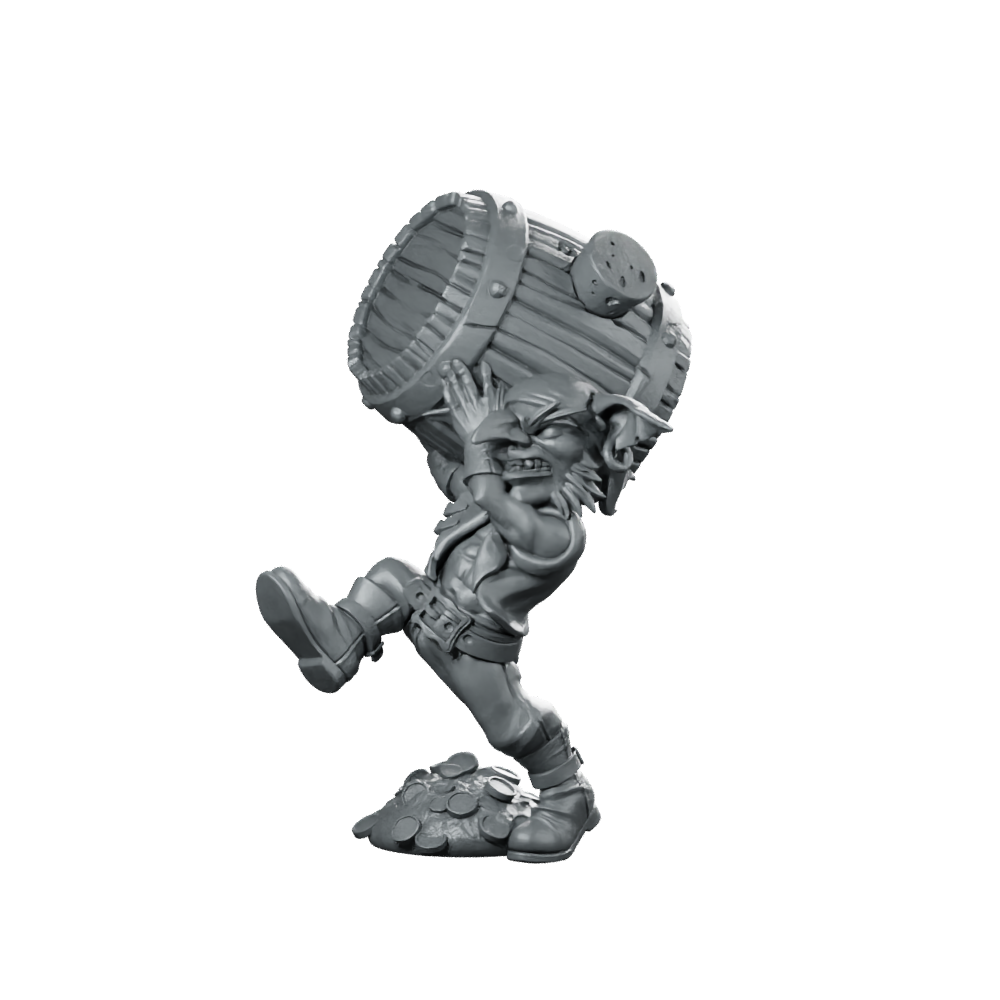 Goblin Carrying a Barrel Miniature Drunken Tavern Hauler Miniature 360 Spin 01