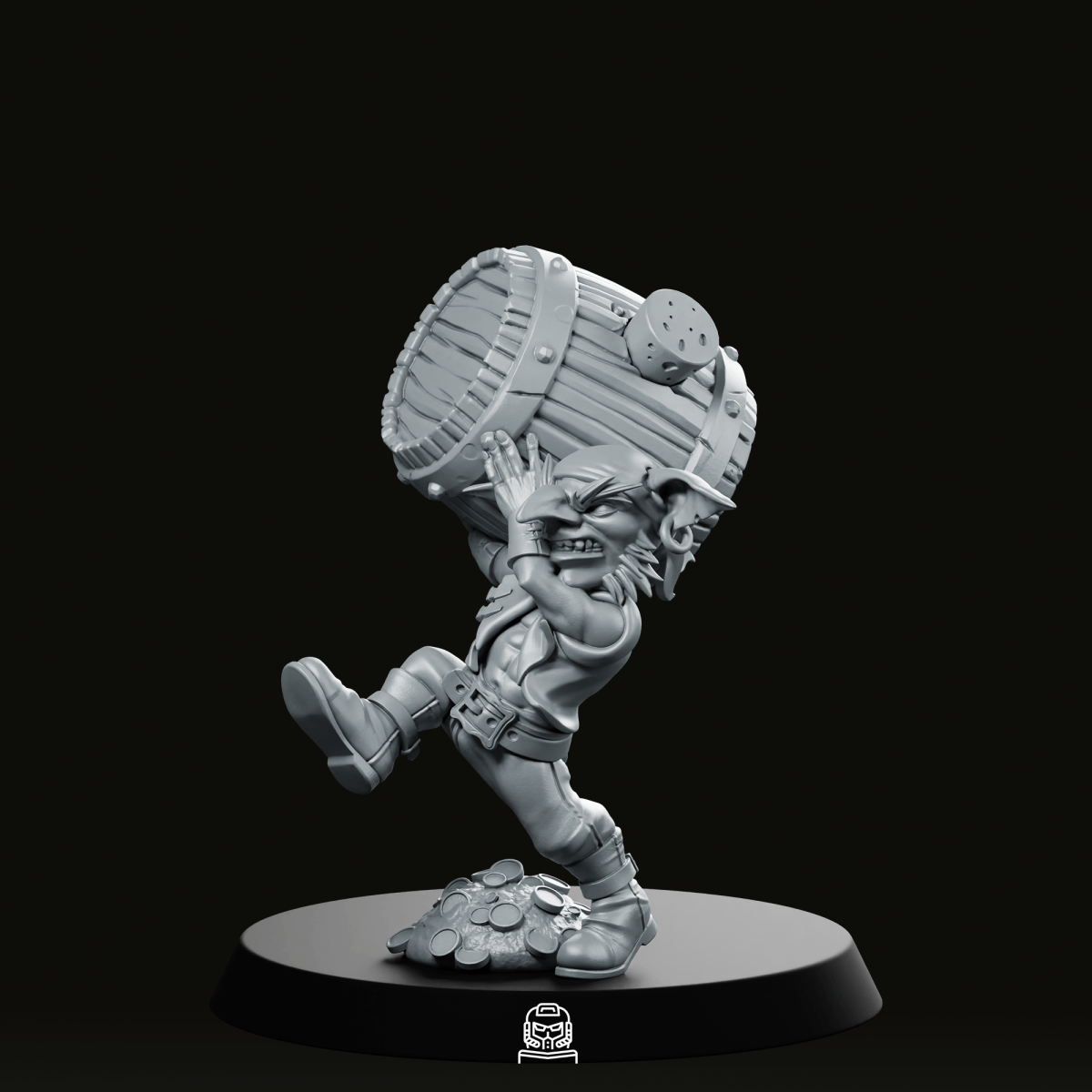 Goblin Carrying a Barrel Miniature - CastNPlay - We Print Miniatures