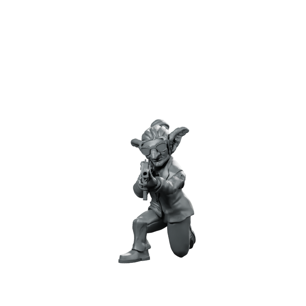 Goblin Corpo Agent Stockhoe Goblin Gunner Miniature 360 Spin 01
