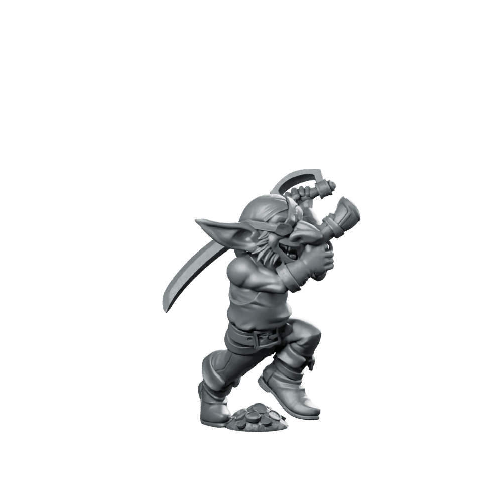 Goblin Pirate Attacking Miniature Dual Cutlass Raider - CastNPlay - We Print Miniatures