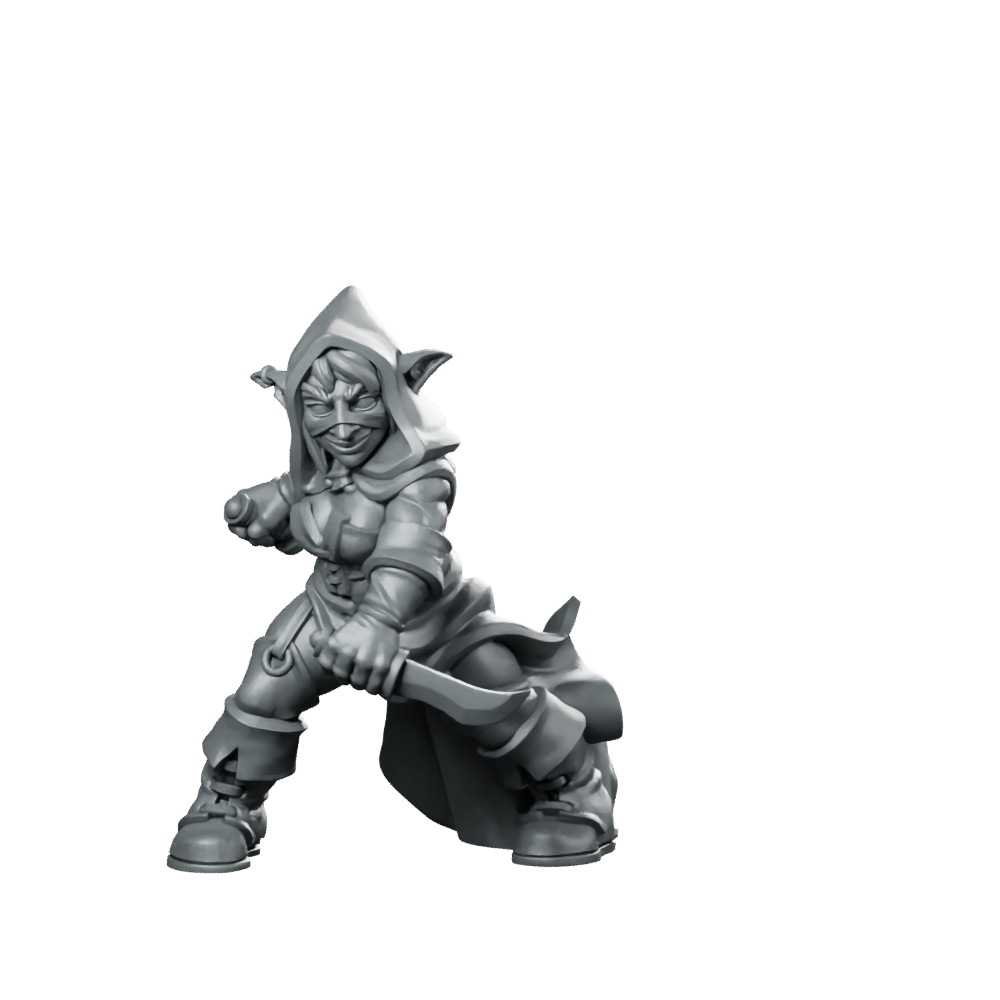 Goblin Assassin Fantasy Miniature Hooded Dagger Rogue Miniature 360 Spin 01