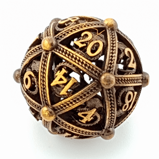 Golden Guardian | Hollow Metal Dice | 7 Piece Set - Tabletop Dominion - We Print Miniatures