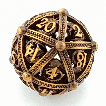 Golden Guardian | Hollow Metal Dice | 7 Piece Set - Tabletop Dominion - We Print Miniatures