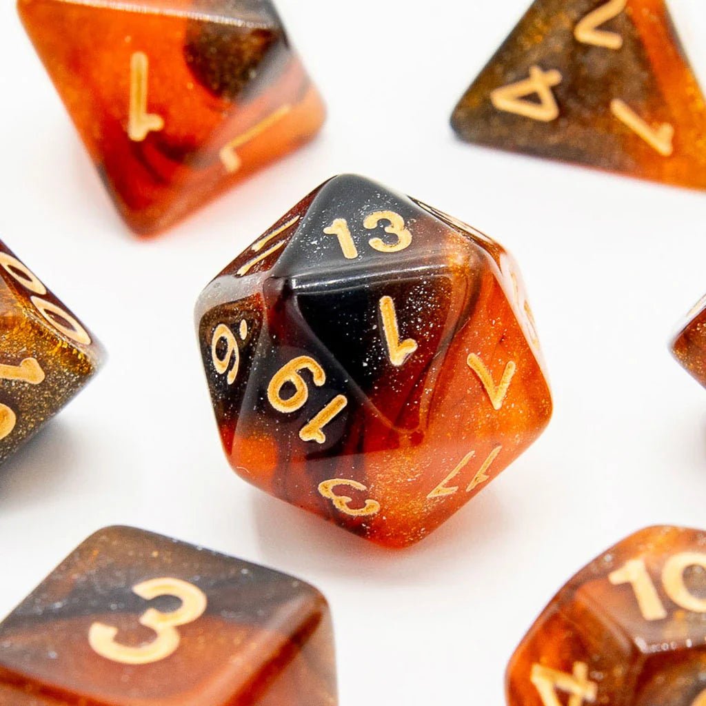 Golden Licorice | Acrylic Dice | 7 Piece Set - Tabletop Dominion - We Print Miniatures