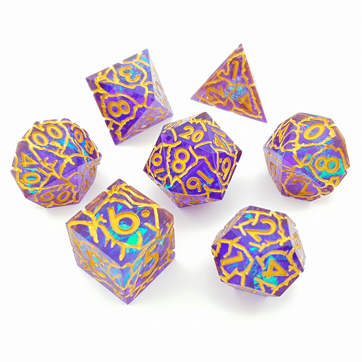 Golden Phantasm | Sharp Edge Dice | 7 Piece Set - Tabletop Dominion - We Print Miniatures