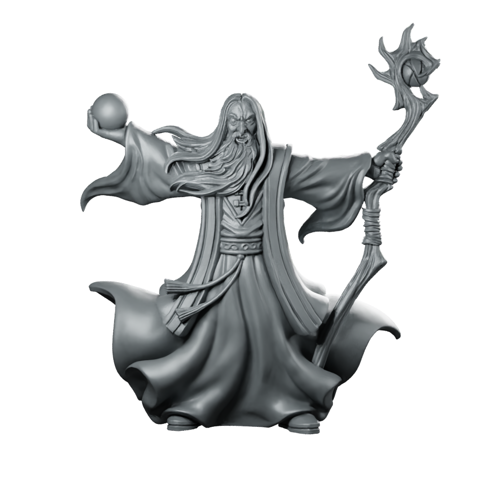 Dark Wizard LOTR Gormund Miniature Resin Spellcaster Staff Miniature 360 Spin 01