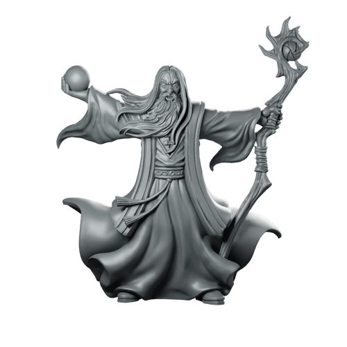 Dark Wizard LOTR Gormund Miniature Resin Spellcaster Staff Miniature 360 Spin 01