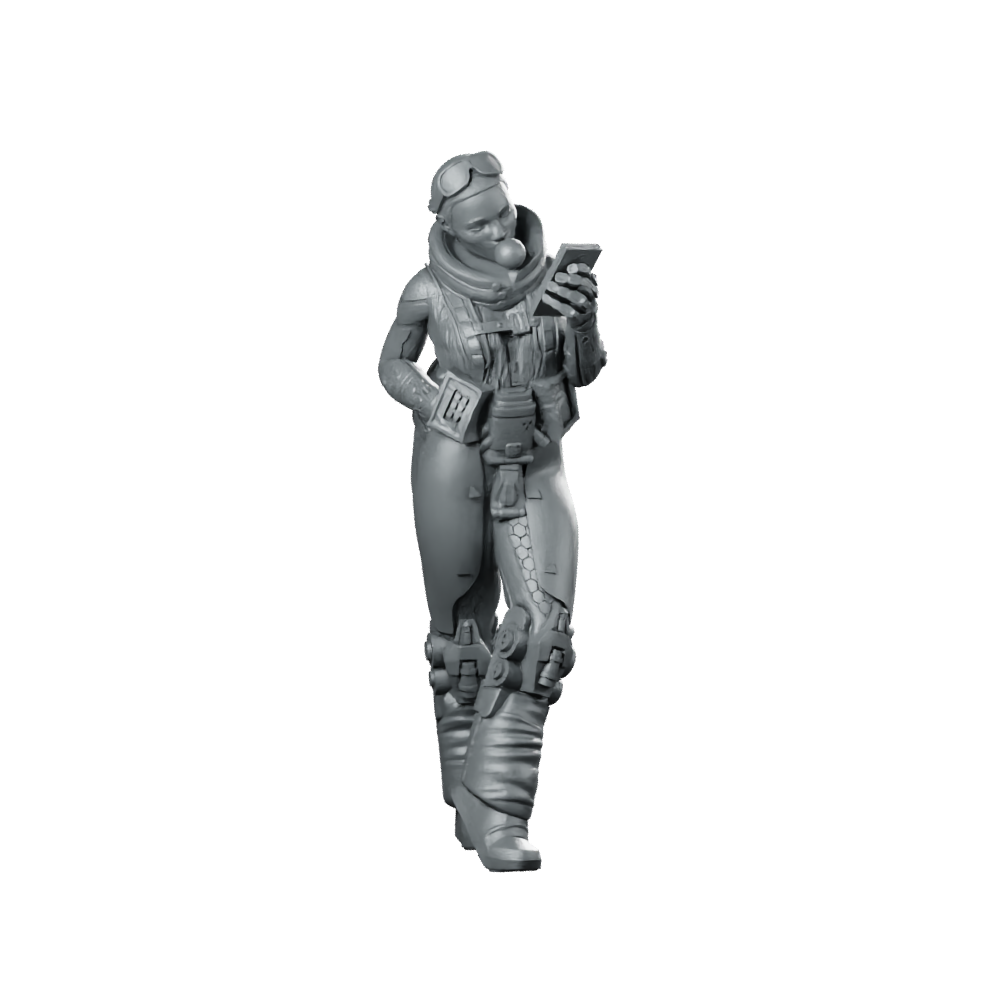 Graceryan Cyberpunk Miniature Gum Chewing Techwear Operative Miniature 360 Spin 01
