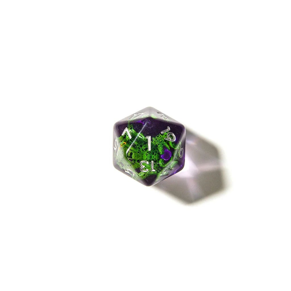 Green Frogs | Resin Inclusion Dice | 7 Piece Set - Tabletop Dominion - We Print Miniatures
