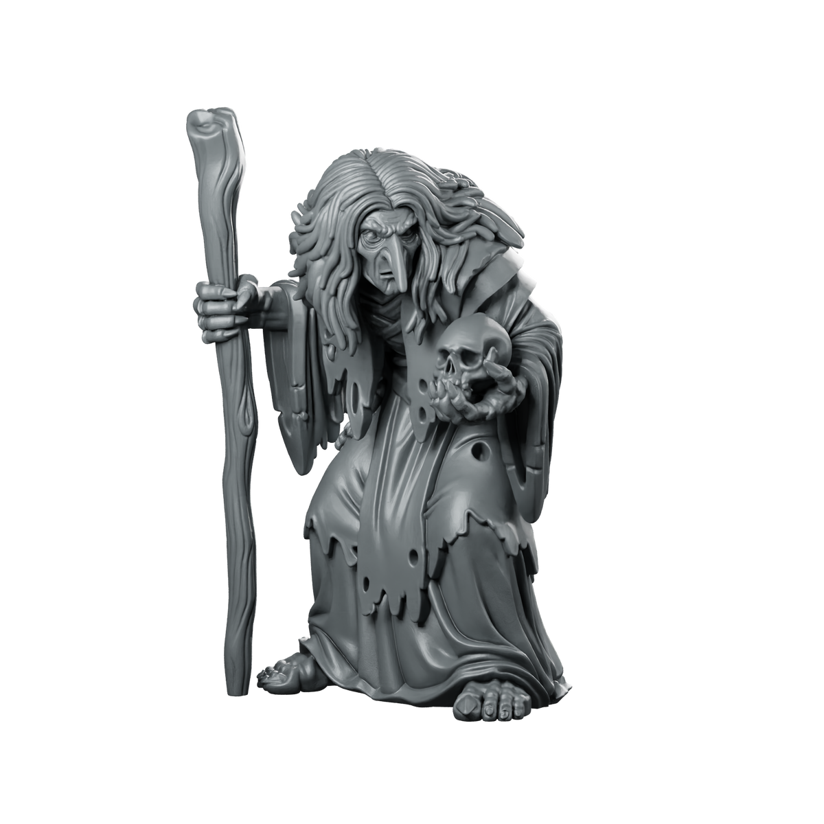 Green Hag With Walking Stick And Miniature Miniature 360 Spin 01