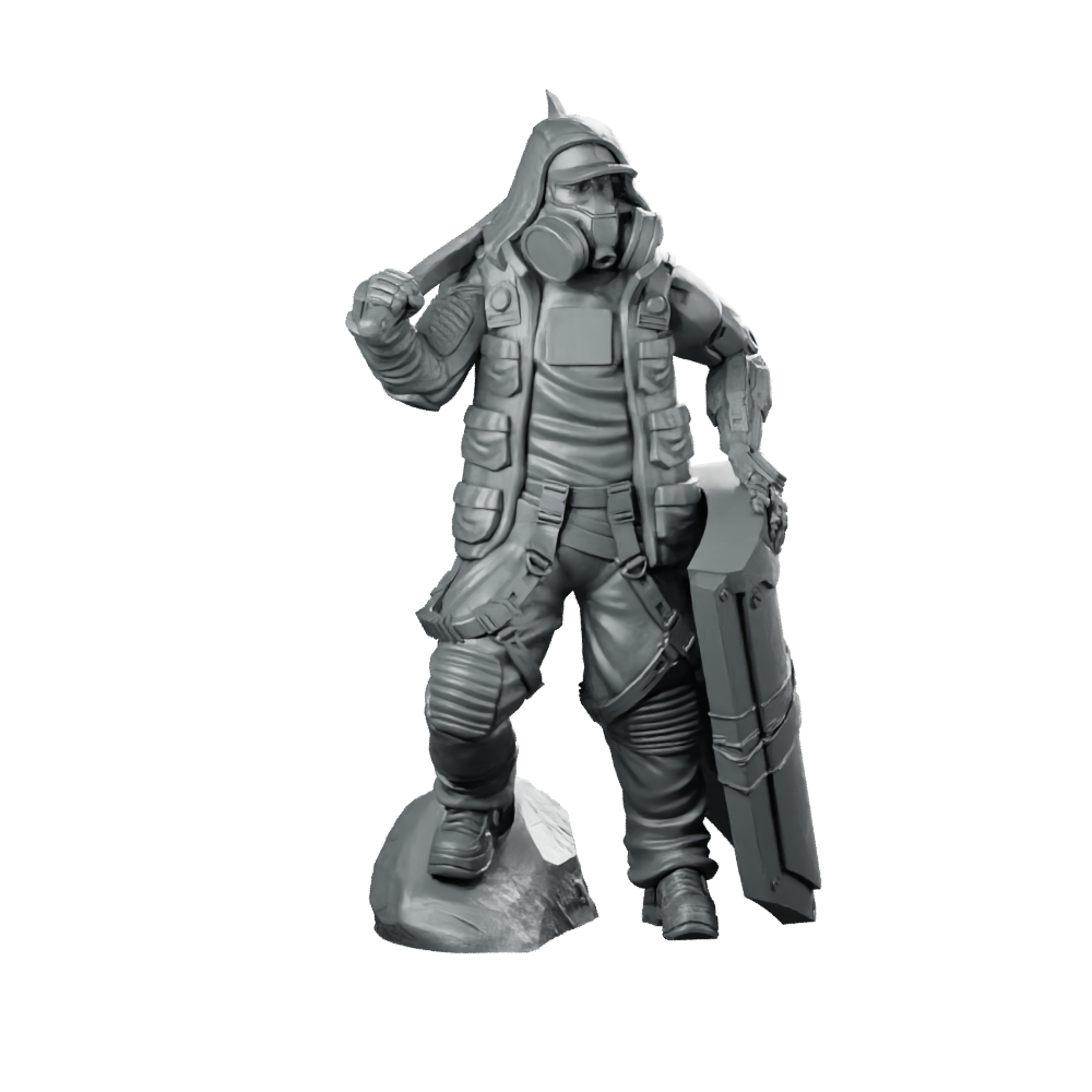 Greg Smasher Chomsky 01 Cyberpunk Miniature Enforcer Pickaxe Miniature 360 Spin 01
