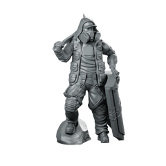 Greg Smasher Chomsky 01 Cyberpunk Miniature Enforcer Pickaxe Miniature 360 Spin 01