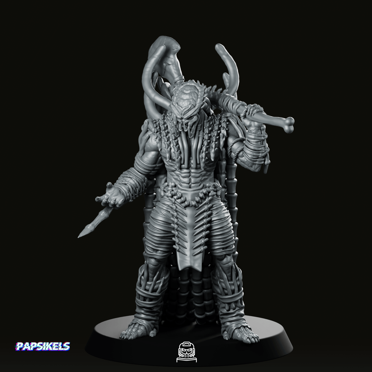 Grendel King Clan Leader Warlord Skull Hunter 2 Miniature - Papsikels Miniatures - We Print Miniatures
