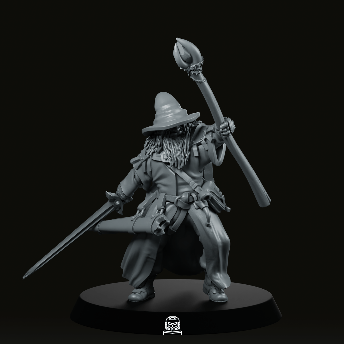 Grey Wizard On Foot Miniature - Across The Realms - We Print Miniatures