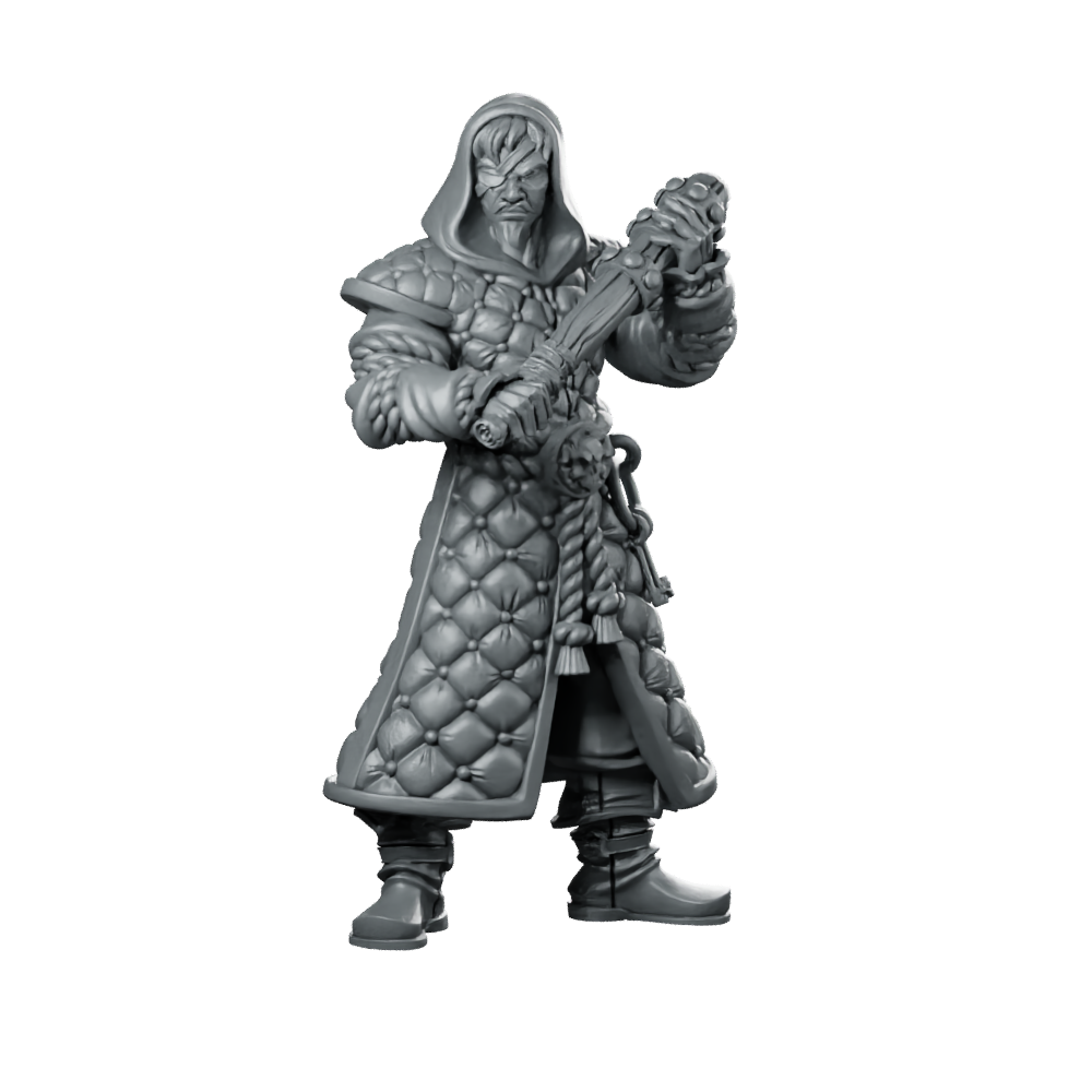 Prison Guard 2 Fantasy Miniature Hooded Enforcer Miniature 360 Spin 01