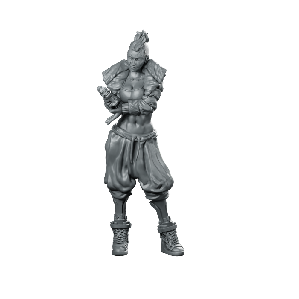Gun Desire Assembled Miniature Arcane Punk Female Miniature 360 Spin 01