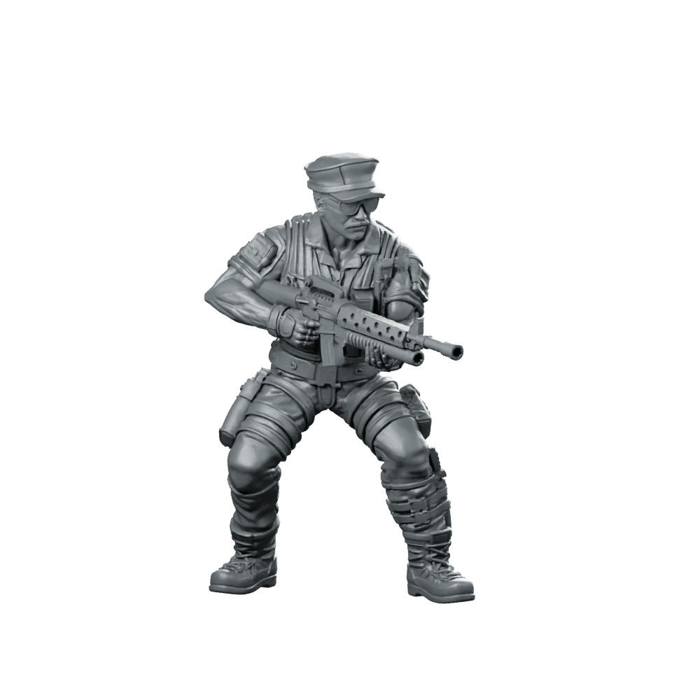 Gunnery Sergeant Leatherneck 2 Miniature Sci - Fi Machine Gunner - Papsikels Miniatures - We Print Miniatures