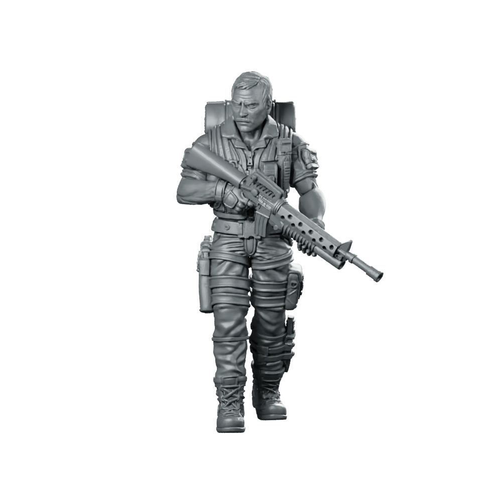 Gunnery Sergeant Leatherneck 3 Miniature Sci - Fi Veteran Commander - Papsikels Miniatures - We Print Miniatures